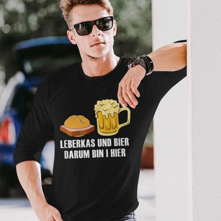 Leberkas Und Bier Darum Bin I Hier Leberkäse Sauf Slogan Langarmshirts Geschenke für Ihn