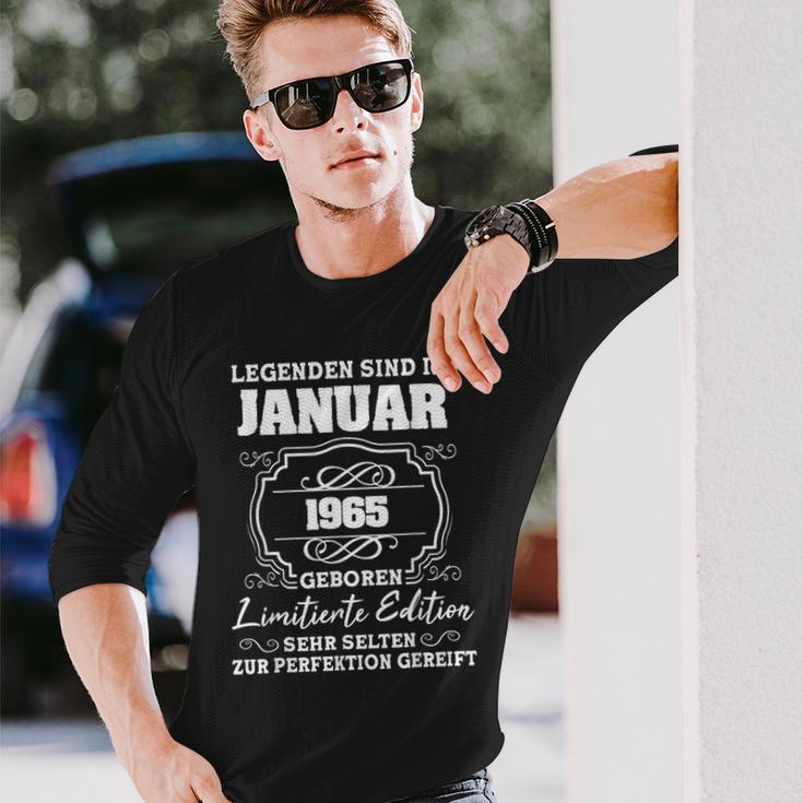 Legends Was Born In January 1965 60Th Birthday Man Langarmshirts Geschenke für Ihn