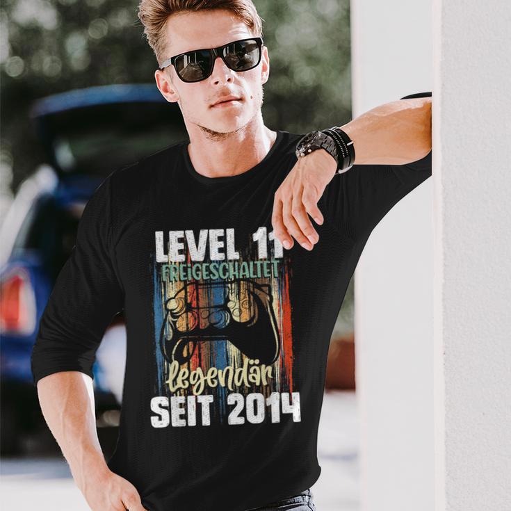 Level 11 Years Birthday Boy Gamer Since 2014 Langarmshirts Geschenke für Ihn