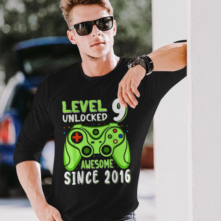 Level 9 Unlocked Awesome 2016Ideospiel 9Th Birthday Boy Langarmshirts Geschenke für Ihn