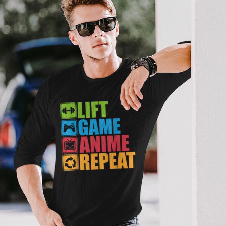 Lift Anime Game Repeat Gym For Geeks And Nerds Langarmshirts Geschenke für Ihn