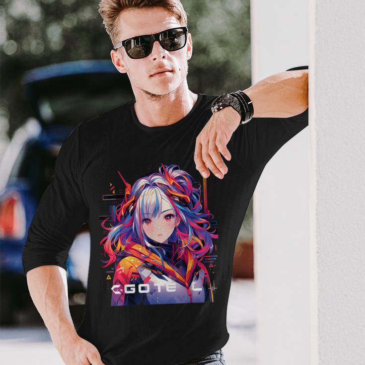 Manga Anime Aesthetic Cyberpunk Techwear Harajuku Langarmshirts Geschenke für Ihn