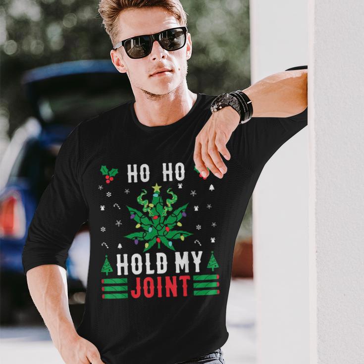 Marijuana Ho Ho Hold My Joint Ugly Christmas Jumper Langarmshirts Geschenke für Ihn