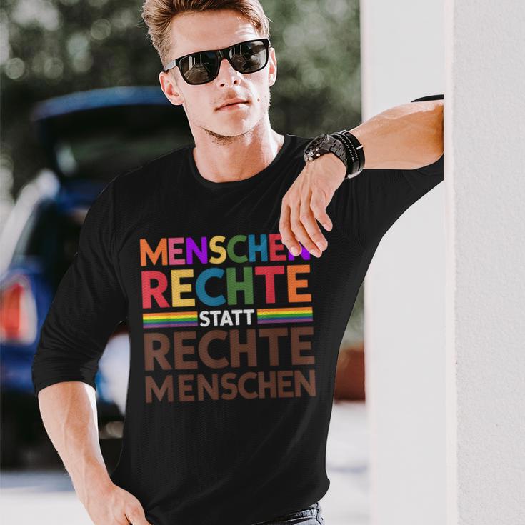 Menschenrechte Statt Rechte Menschen Regenbogen Spruch Langarmshirts Geschenke für Ihn