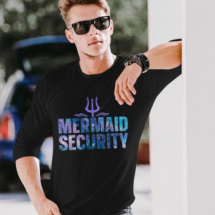 Mermaid Security Dad Mermaid Family Mermaid Squad Langarmshirts Geschenke für Ihn