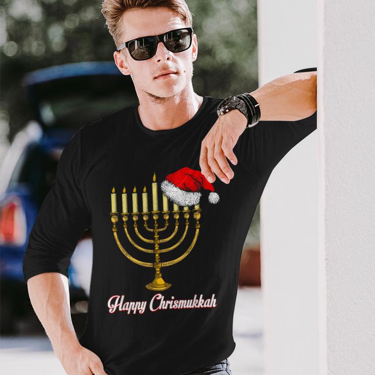 Merry Christmas Jewish Christmas Hanukkah Holiday Langarmshirts Geschenke für Ihn