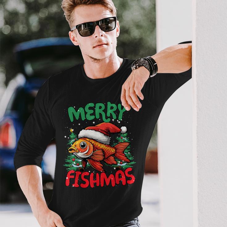 Merry Fishmas Fish Christmas Langarmshirts Geschenke für Ihn