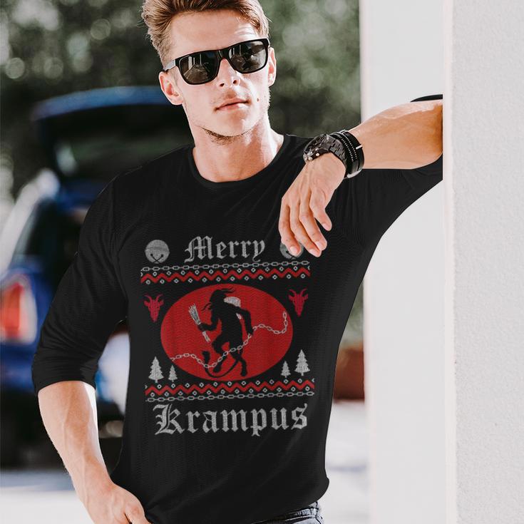 Merry Krampus Christmas Xmas Horror Ugly Jumper Evil Pyjamas S Langarmshirts Geschenke für Ihn