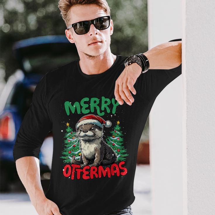 Merry Ottermas Otter Christmas Langarmshirts Geschenke für Ihn