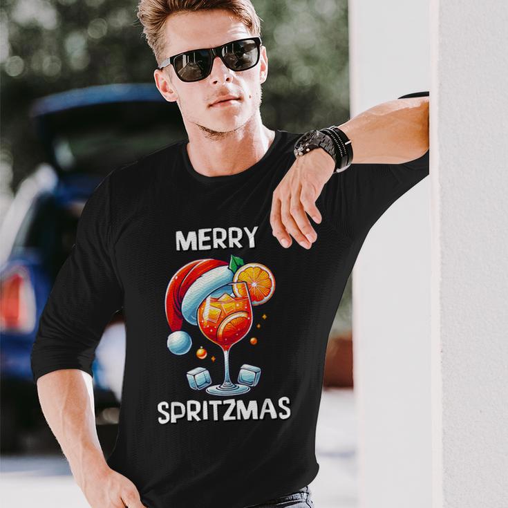 Merry Spritzmas Christmas Cocktail Holiday Drink Langarmshirts Geschenke für Ihn