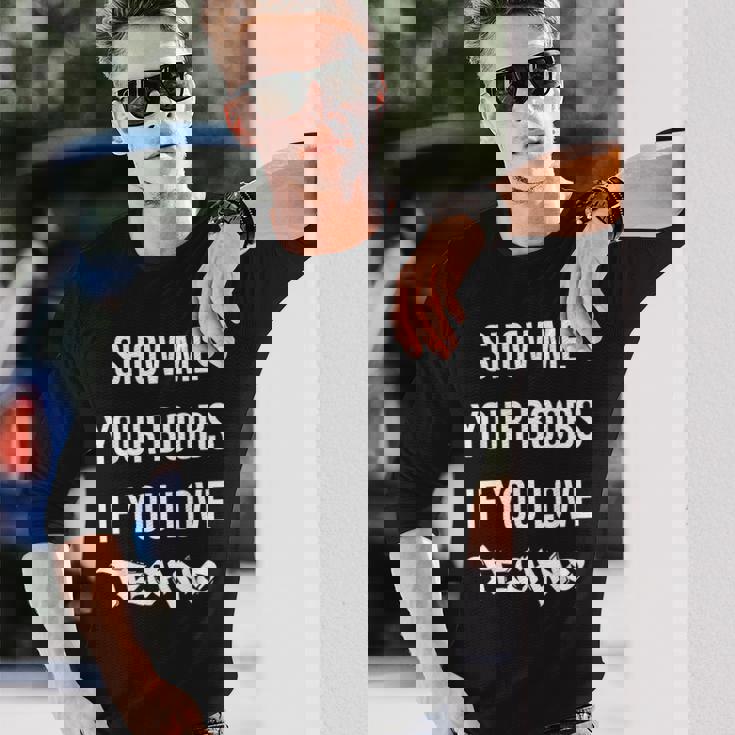 Montrez-Moios Seins Sious Aimez La Techno Drôle Musique Rave T-shirt à manches longues Cadeaux pour lui