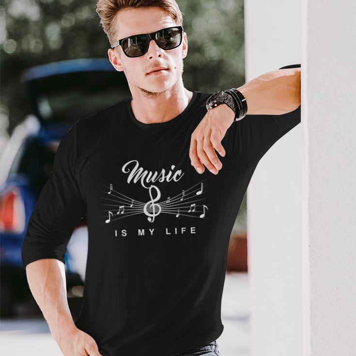 Music Is My Life Music Musician Treble Clef Langarmshirts Geschenke für Ihn