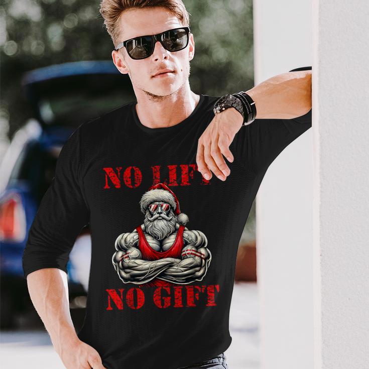 No Lift No Fitness Santa Muscle Christmas Langarmshirts Geschenke für Ihn