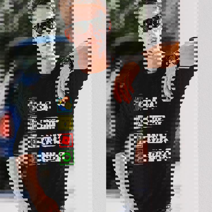 Noob And Professional Gamer Eat Sleep Robux Repeat Long Sleeve T-Shirt Gifts for Him