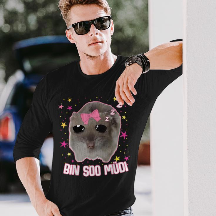 Offizielles Schlaf Sad Hamster Meme Bin So Müdi Schlaf Langarmshirts Geschenke für Ihn