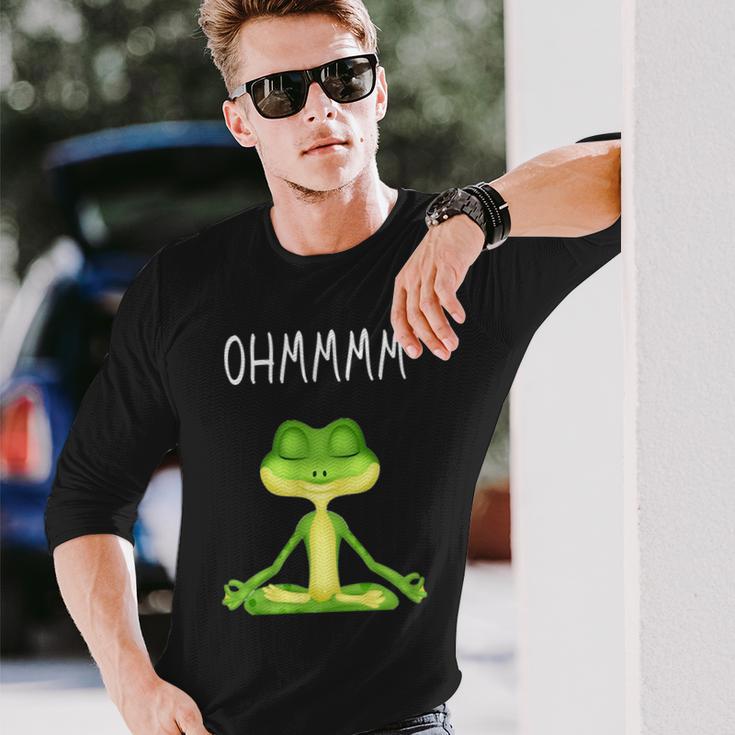 Ohmmmm With Saying Frog Meditation S Langarmshirts Geschenke für Ihn