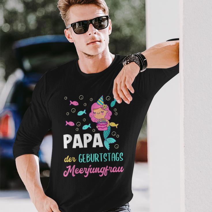 Papa The Birthday Mermaid Birthday Langarmshirts Geschenke für Ihn