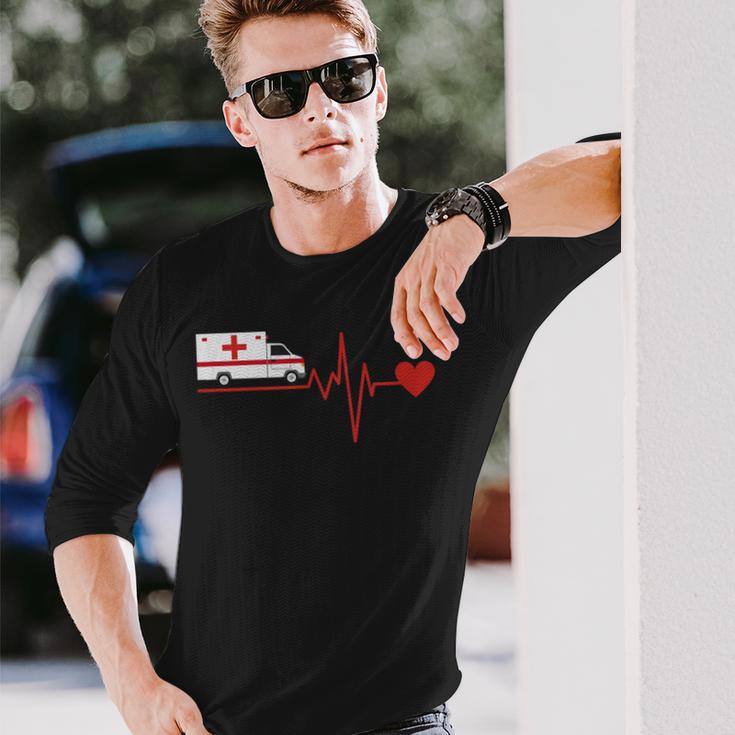 Paramedic With Emergency Service Driver Ekg Langarmshirts Geschenke für Ihn