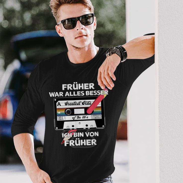 With Pencil Früher War Alles Besser Retro Cassette Langarmshirts Geschenke für Ihn