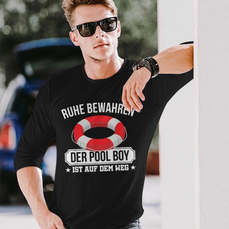 Quiet Keep The Pool Boy Lifeguard Pool Boy Langarmshirts Geschenke für Ihn