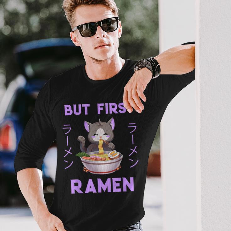 Ramen Cat Japanese Kawaii Anime Purple Style Langarmshirts Geschenke für Ihn