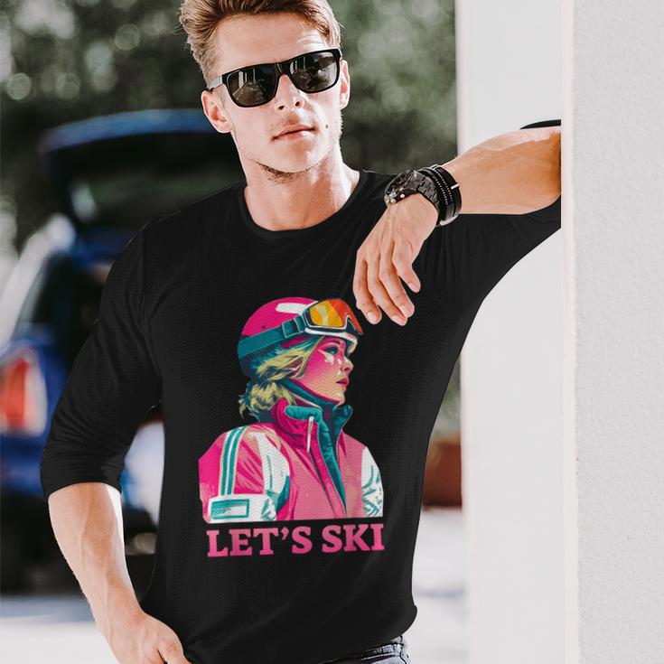 Retrointage Ski 80Er 90Er Jahre Skifahren Outfit Herren Damen Langarmshirts Geschenke für Ihn