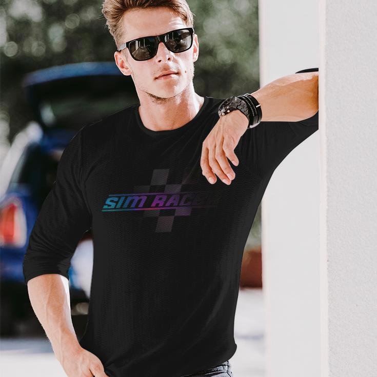 Sim-Racing Oder Sim-Racer Karierte Flagge Langarmshirts Geschenke für Ihn