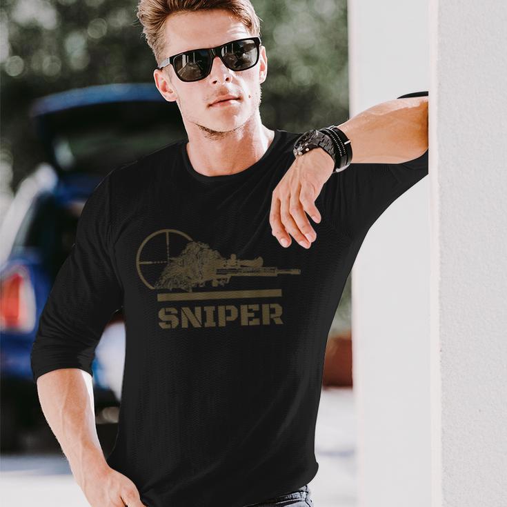 Sniper Ghillie Suit And Crosshair Military Langarmshirts Geschenke für Ihn