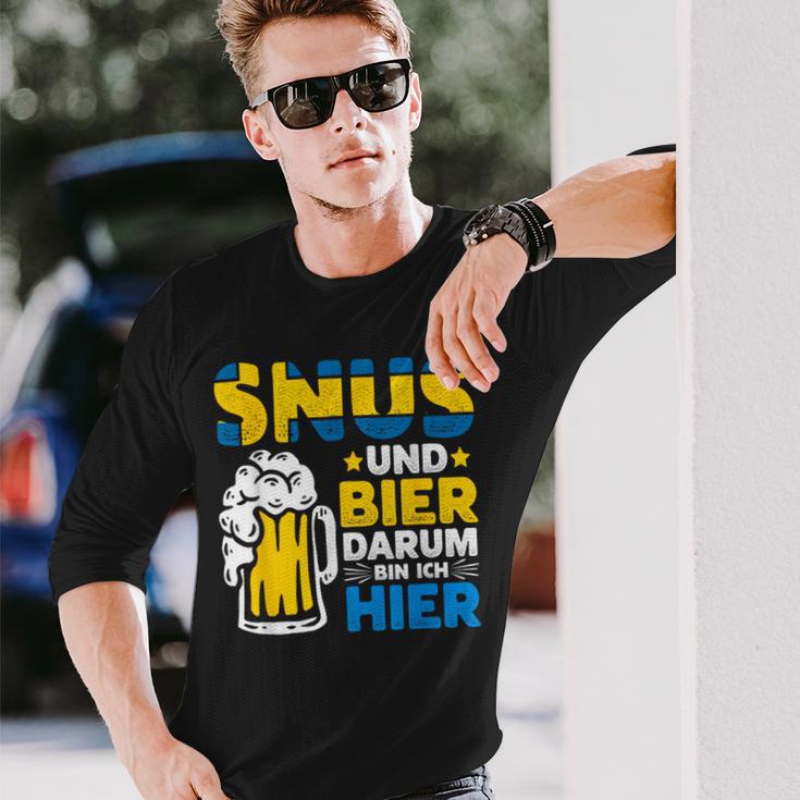 Snus Darum Bin Ich Hier Swedish Chewing Tobacco Langarmshirts Geschenke für Ihn