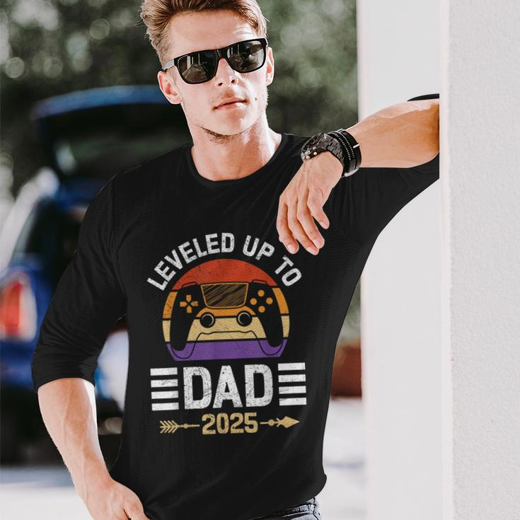 Spielerpapa Leveled Up To Daddy 2025 Dadintage Langarmshirts Geschenke für Ihn