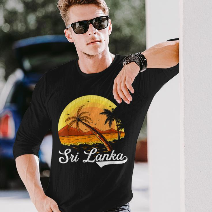 Sri Lanka Palm Tree Ocean Summer Holiday Sri Lanka S Langarmshirts Geschenke für Ihn