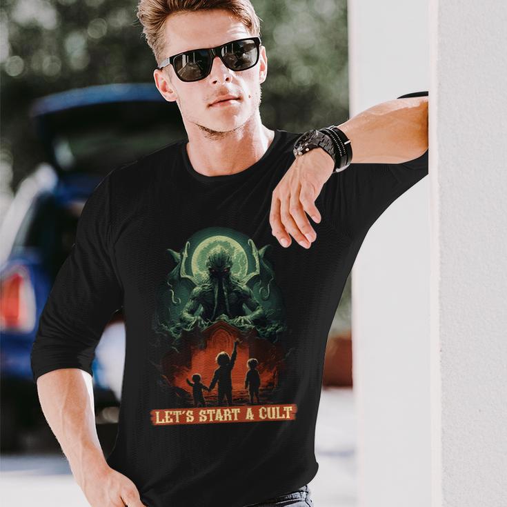 Lets Start A Cultintage Cosmic Horror Cthulhu Cult Langarmshirts Geschenke für Ihn