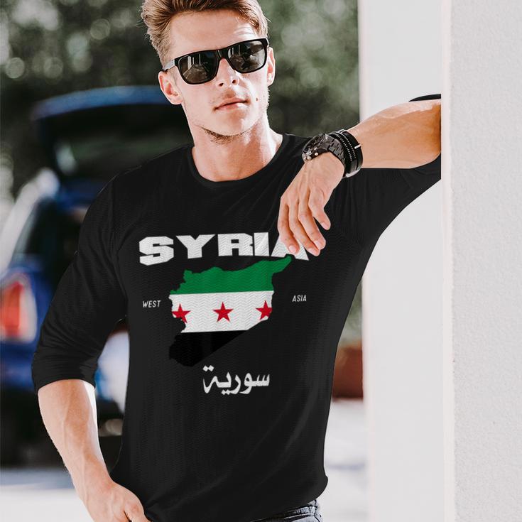 Syrian Revolution Flag Map Syria Situation Of Syria Langarmshirts Geschenke für Ihn