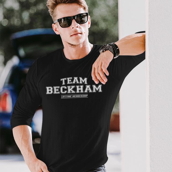 Team Beckham Proud Family Name Last Name Langarmshirts Geschenke für Ihn