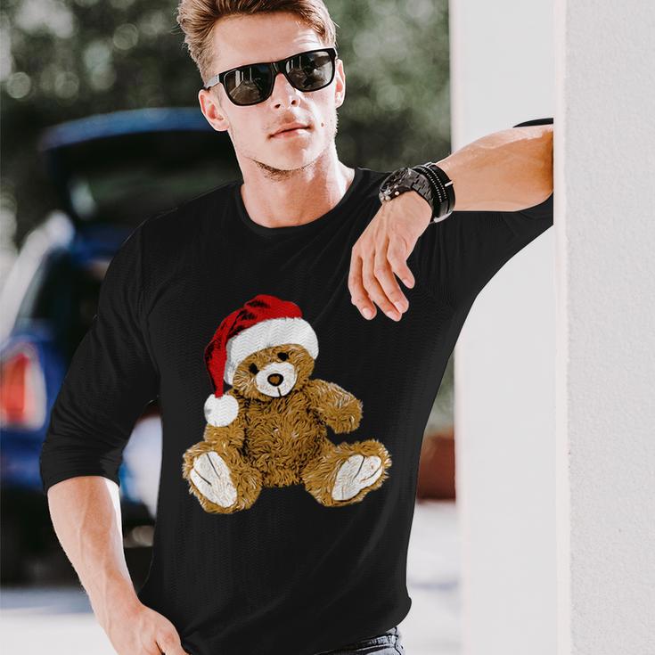 With Teddy Bear And Santa Hat Teddy Bear Christmas Langarmshirts Geschenke für Ihn