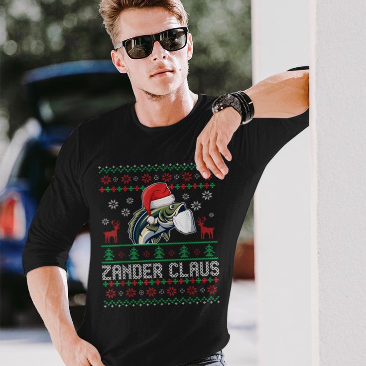 Ugly Christmas Zander Claus Angler Weihnachten Fishing Sports Langarmshirts Geschenke für Ihn