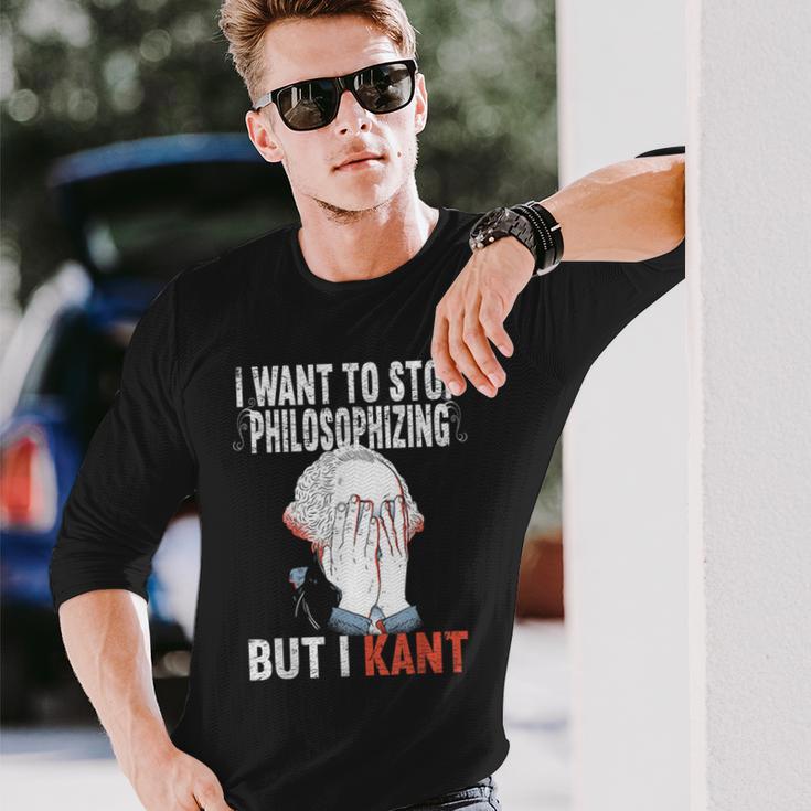 I Want To Stop Philosophizing But I Kant Immanuel Philosophy Langarmshirts Geschenke für Ihn