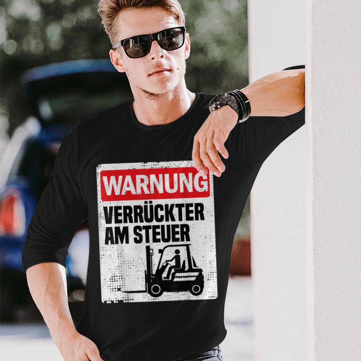 Warning Crazy Forklift S Langarmshirts Geschenke für Ihn