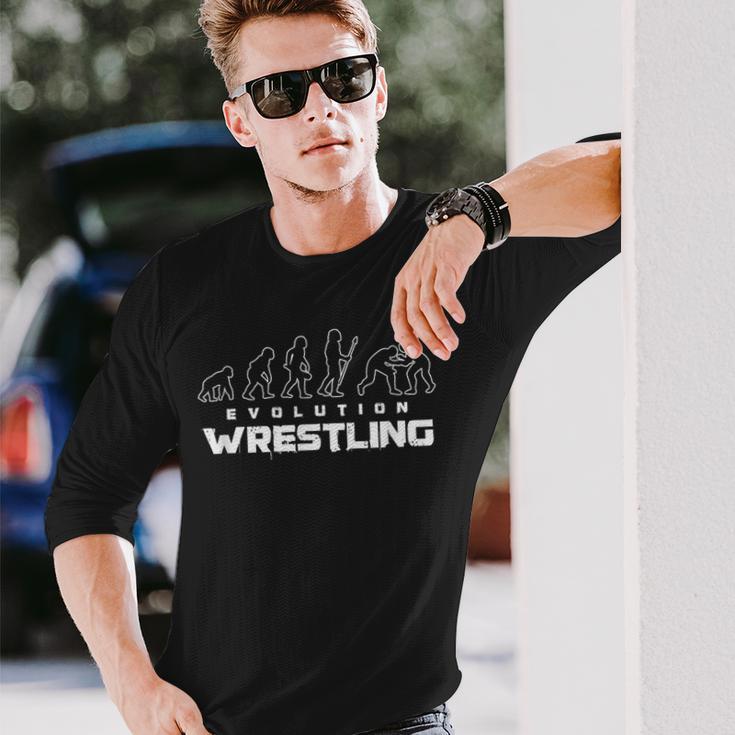 Wrestling Evolution Wrestler Wrestling Martial Arts Langarmshirts Geschenke für Ihn