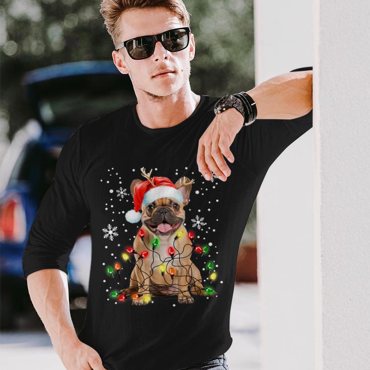 Xmas Lighting Santa French Bulldog Dog Christmas Langarmshirts Geschenke für Ihn