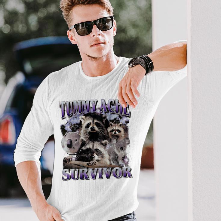 Belly Pain Survivor Raccoon Langarmshirts Geschenke für Ihn