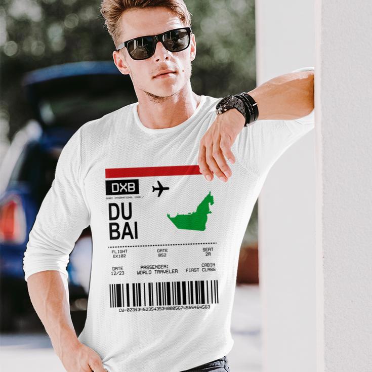 Board Ticket Dubai Dxb Airport Passenger Flight S Langarmshirts Geschenke für Ihn