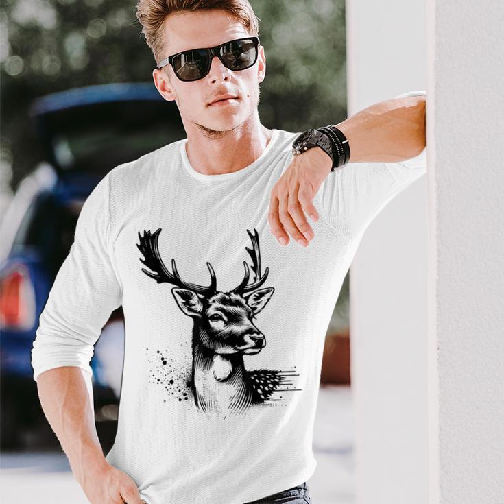 Chasseur Daim Cerf Motiv Chasse Chasseur T-shirt à manches longues Cadeaux pour lui