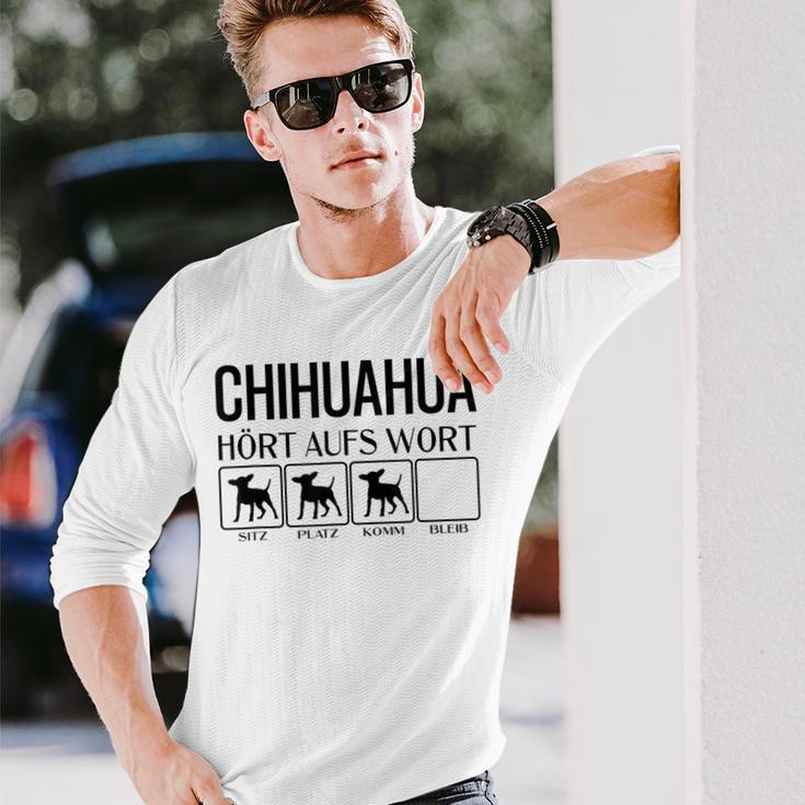 Chihuahua Hört Auf Wort Chihuahua Gray Langarmshirts Geschenke für Ihn