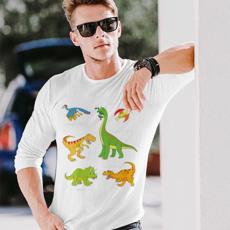 Children's Dinosaur Popular Dinos With Name Langarmshirts Geschenke für Ihn