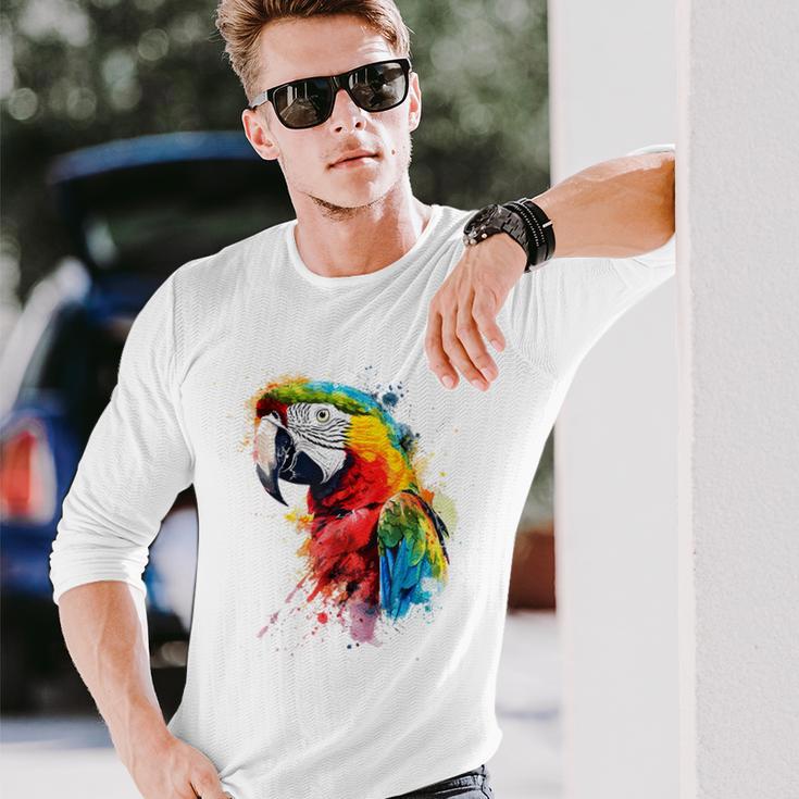 Colourful Parrot Watercolor Langarmshirts Geschenke für Ihn