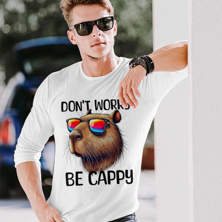 Don't Worry Be Cappy Capybara Water Pig Langarmshirts Geschenke für Ihn