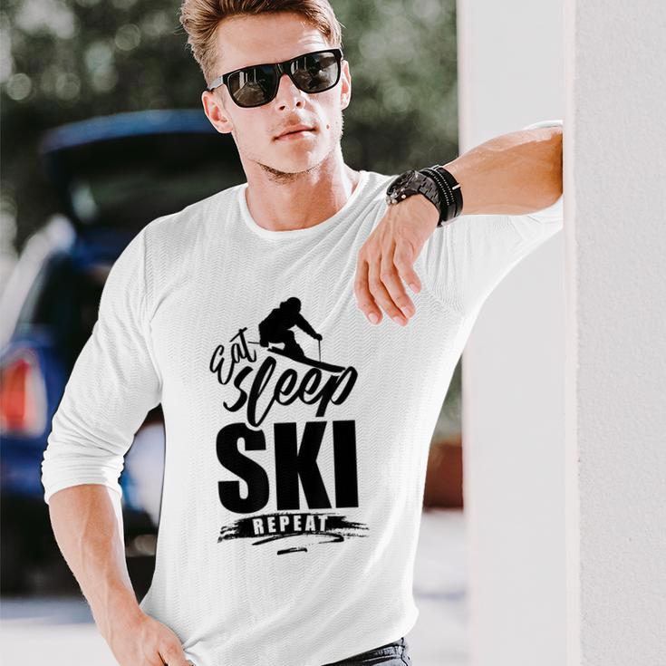 Eat Sleep Ski Repeat Ski Langarmshirts Geschenke für Ihn