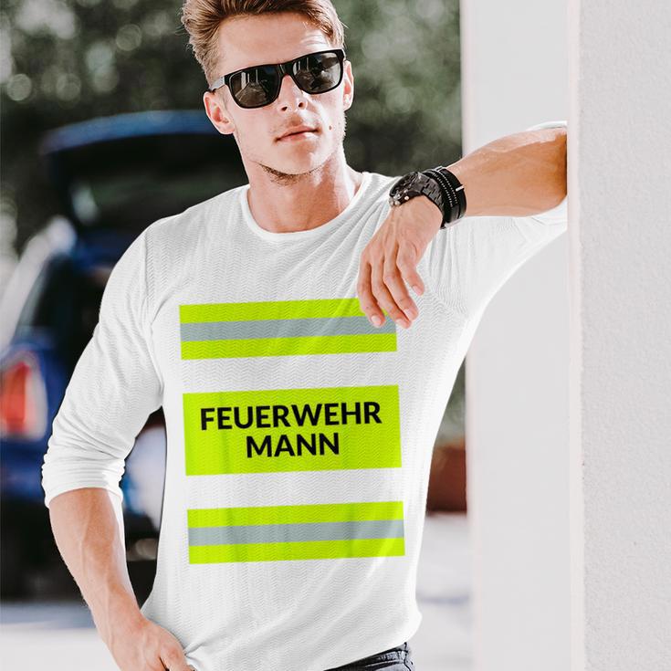 With Firefighter Costume Carnival Profession Red Langarmshirts Geschenke für Ihn