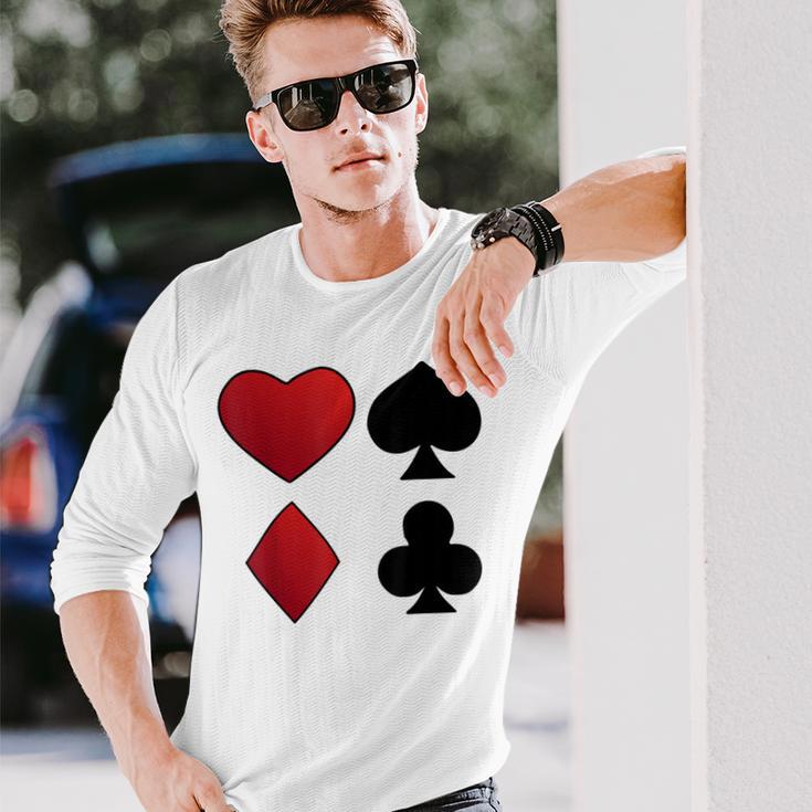 Poker Playing Cards Cross Heart Motif Card Fun Langarmshirts Geschenke für Ihn